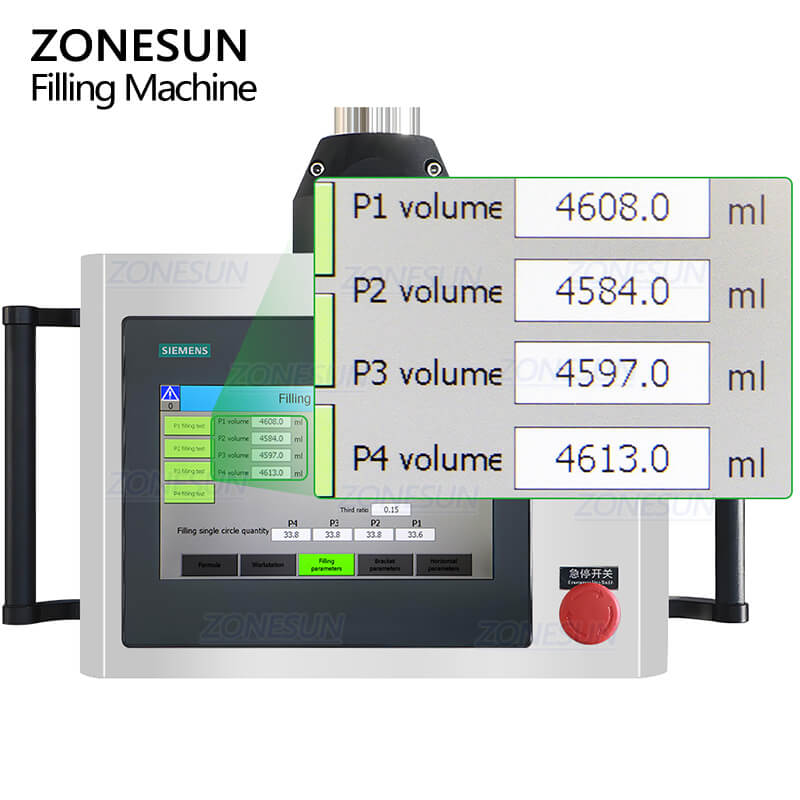 Filling Machine Control Panel Bottle Filling Machine | ZS-VTPF4 Lotion Paste Tracking Filler Equipment