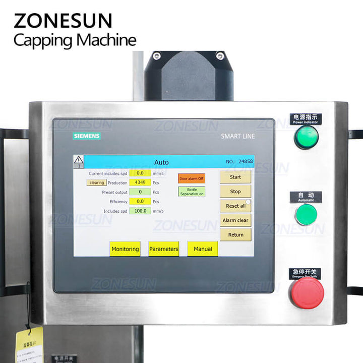 control panel of capping machine