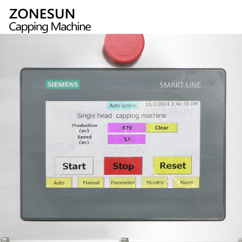 control panel of servo capping machine