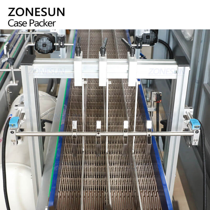 bottle separating system of top-load case packing machine