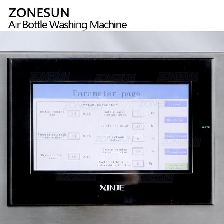 control panel of plastic bottle air rinser