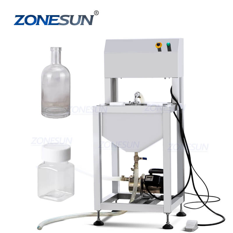 Semi-automatic Double Head PET Bottle Glass Jar Water Rinsing Machine ...