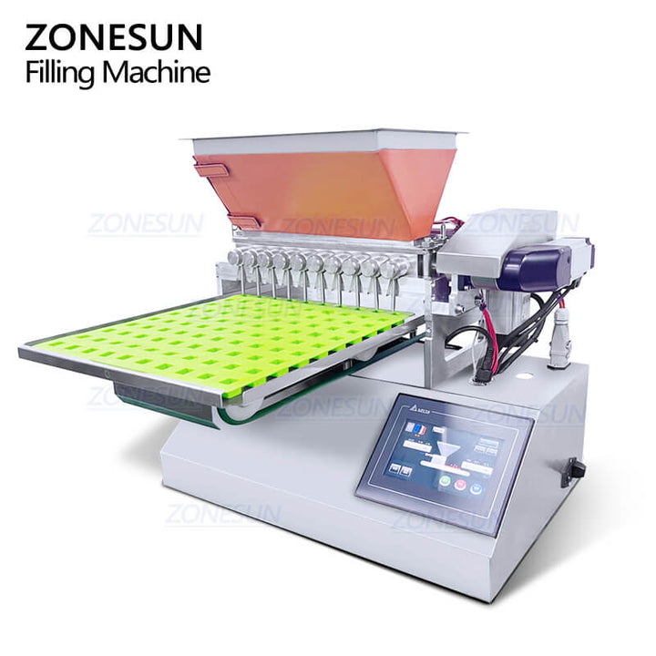 ZONESUN ZS-GD10 Semi-automatic 10 Nozzles Chocolate Gelatin-based Candy Depositor Filler Liquid Gummy Making Filling Equipment Food Processing Machine
