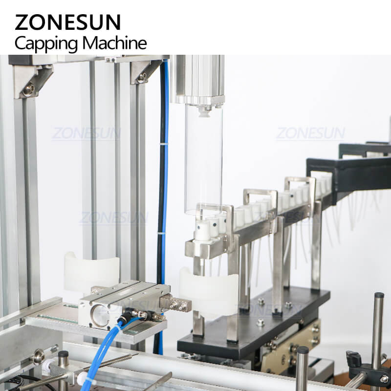 cap feeding &placing structure of desktop automatic spray bottle capping machine