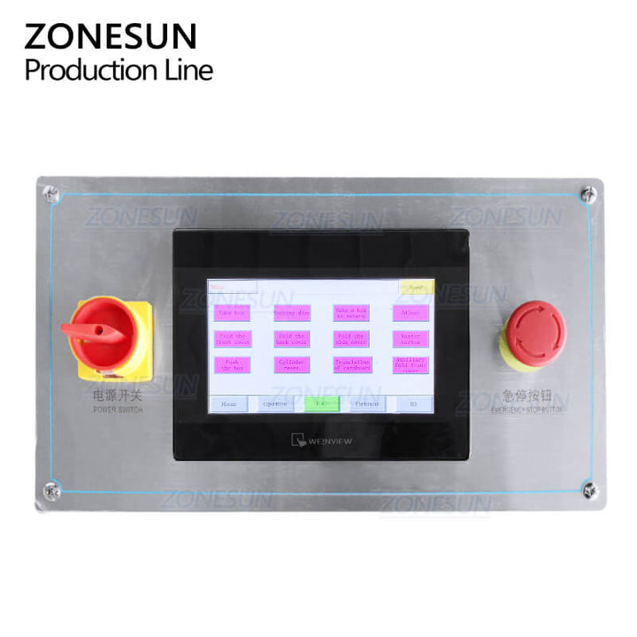 control panel of carton packaging system