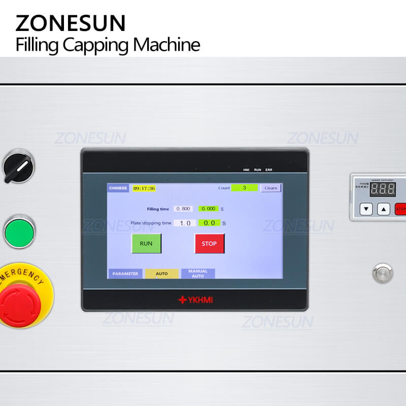 control panel of vial filling machine
