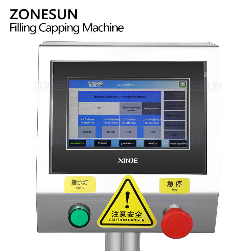 control panel of automatic dropper bottle filling machine