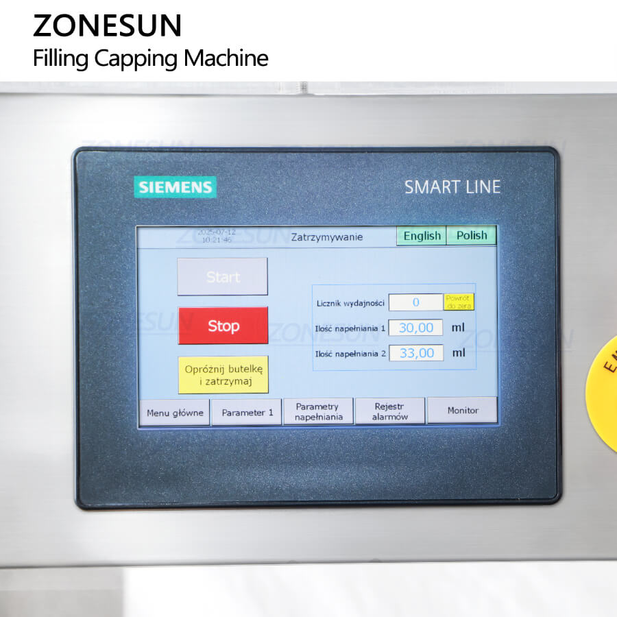 control panel of automatic cosmetic filling packaging machine