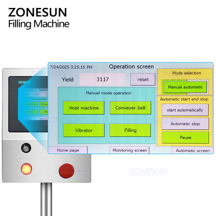 control panel of ZS-AFY1 automatic vial packaging machine