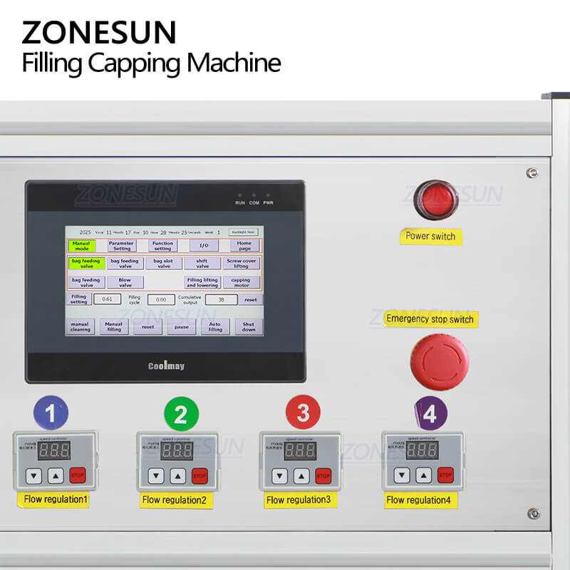 control panel of spout pouch packaging machine