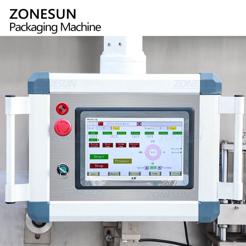 control panel of automatic blister packing machine