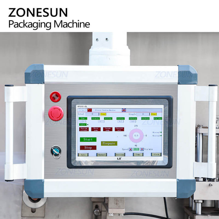 control panel of automatic blister packing machine