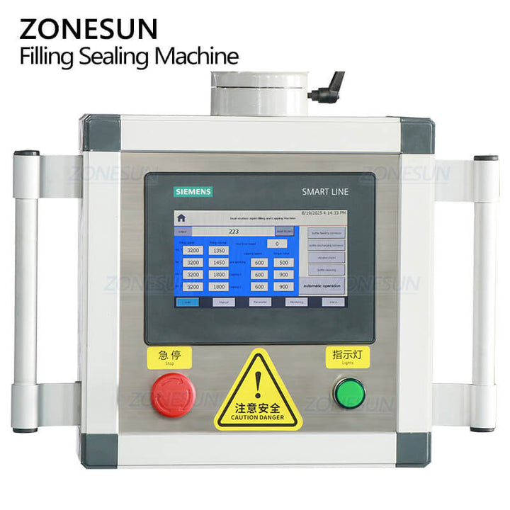 control panel of vial filling and sealing machine