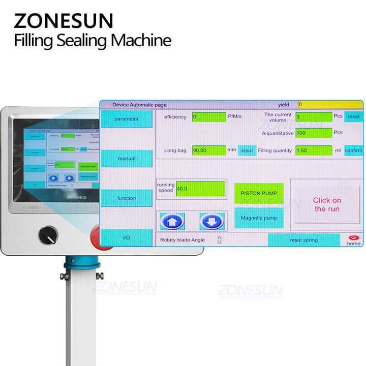 control panel of ZS-FS220U sachet filling and sealing machine