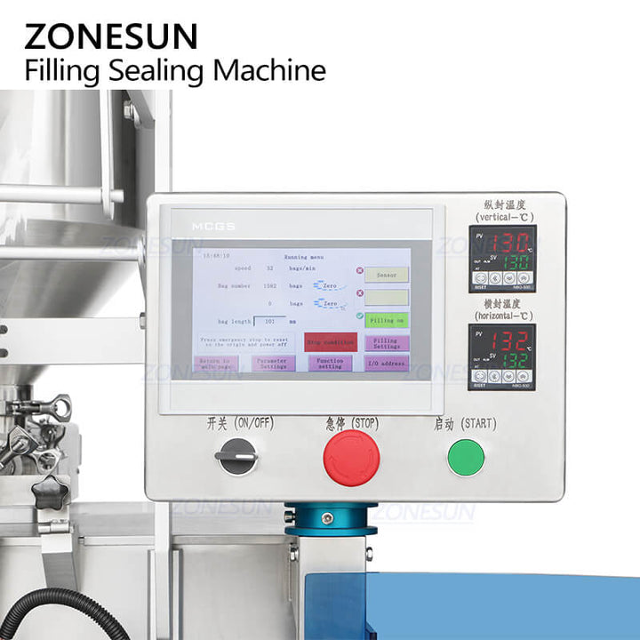control panel of sachet filling and sealing machine for liquid