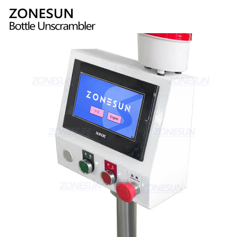 control panel of robotic bottle loading system