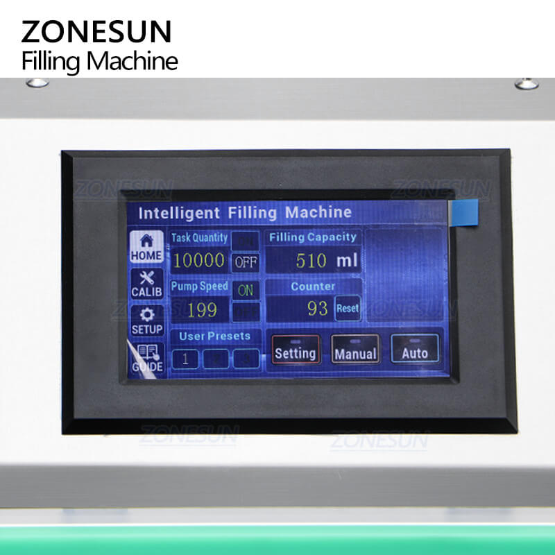 control panel of tabletop magnetic pump liquid filling machine