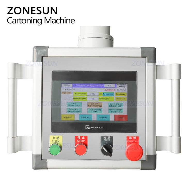 control panel of automatic servo cartoning machine