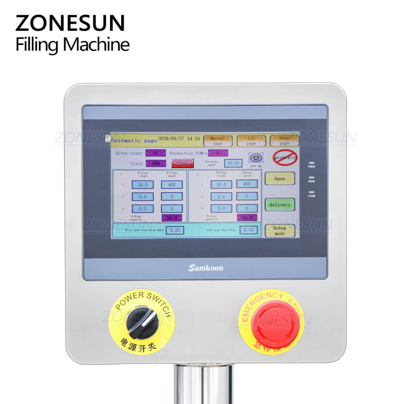 control panel of liquid paste filling machine