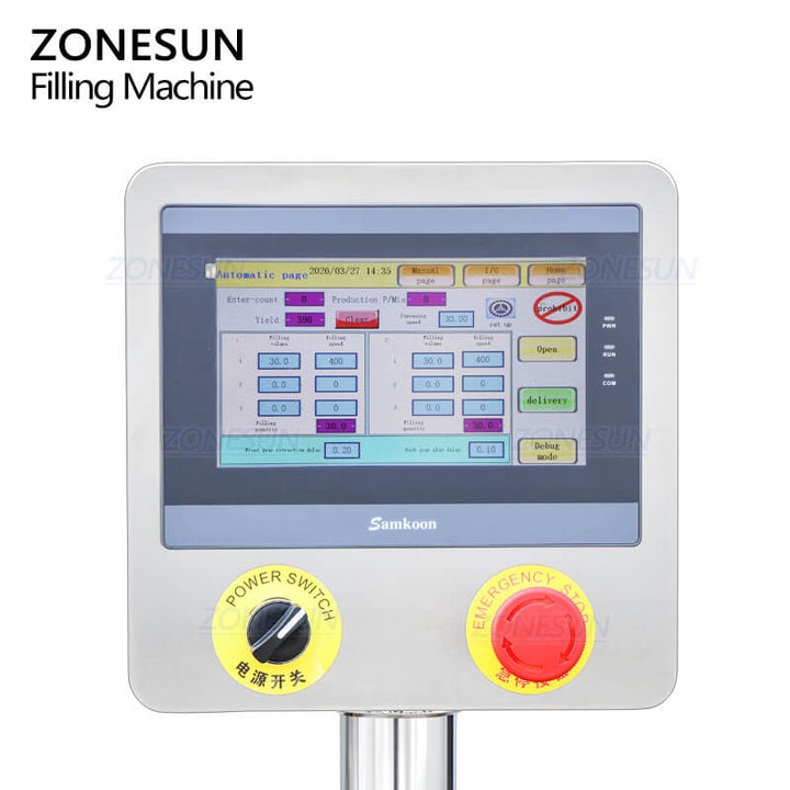 control panel of liquid paste filling machine