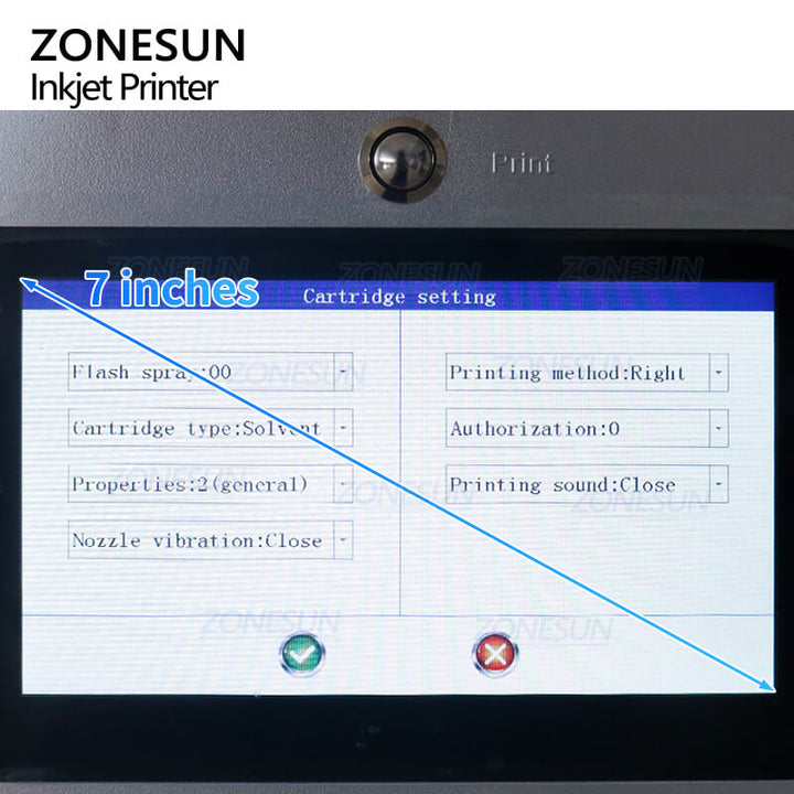 control panel of ZS-TIP127 tabletop inkjet printing machine
