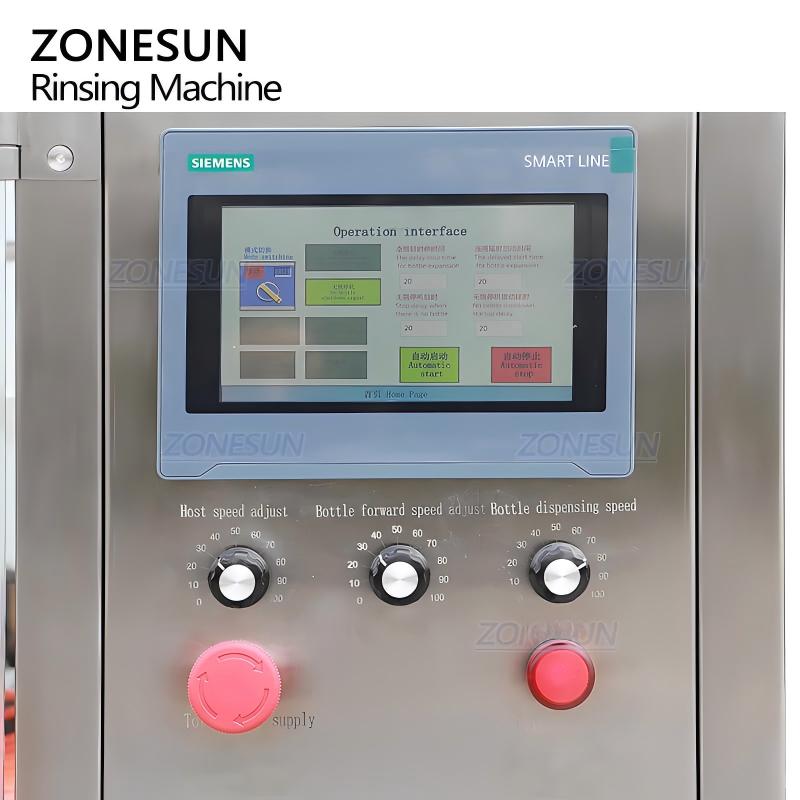 control panel of bottle air washing machine