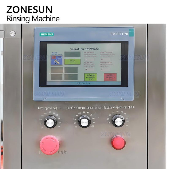 control panel of bottle air washing machine