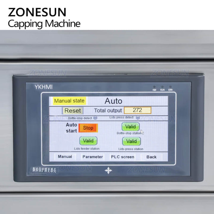 control panel of vial capping machine