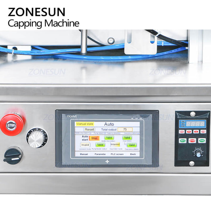 control panel of desktop automatic spray bottle capping machine