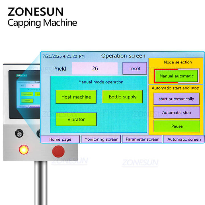control panel of ZS-YG100 automatic vial crimping machine