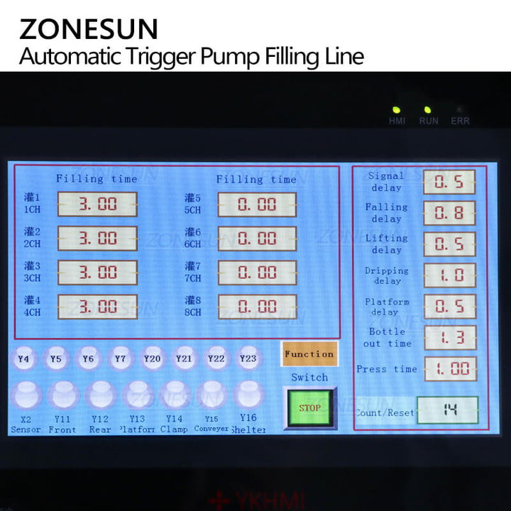 control panel of liquid detergent filling line