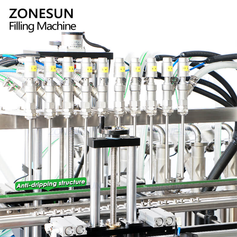 anti-dripping filling nozzles of automatic servo piston pump filling machine