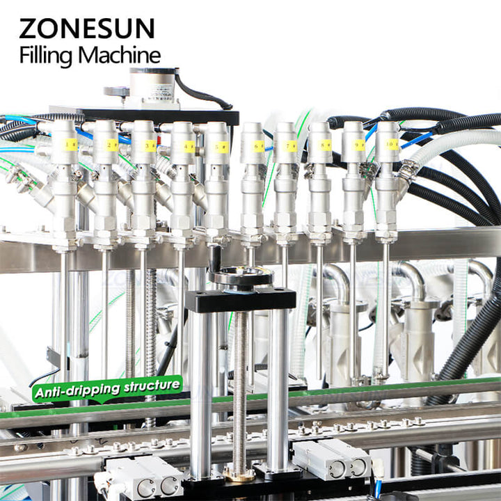 anti-dripping filling nozzles of automatic servo piston pump filling machine