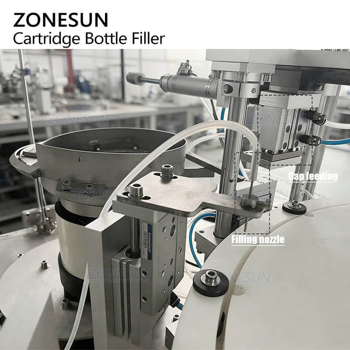 filling capping system of automatic cartridge filling capping machine