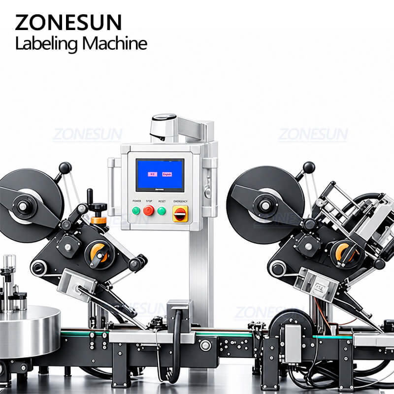 flat labeling system of conveyor labeling machine
