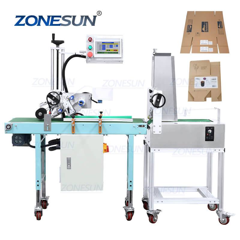 ZONESUN ZS-TB160P High-Speed Flat Carton Labeling Machine with Stack Feeder 220V