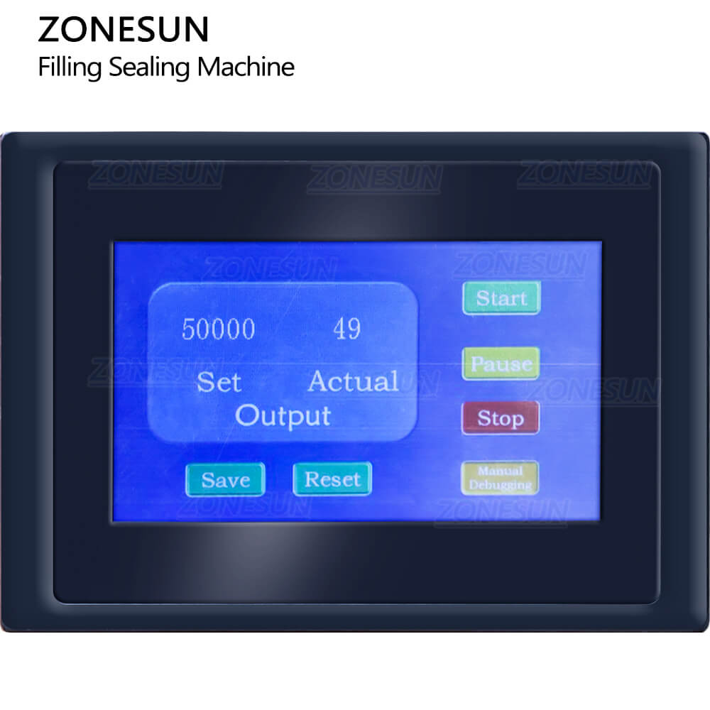 control panel of gusset pouch filling sealing machine