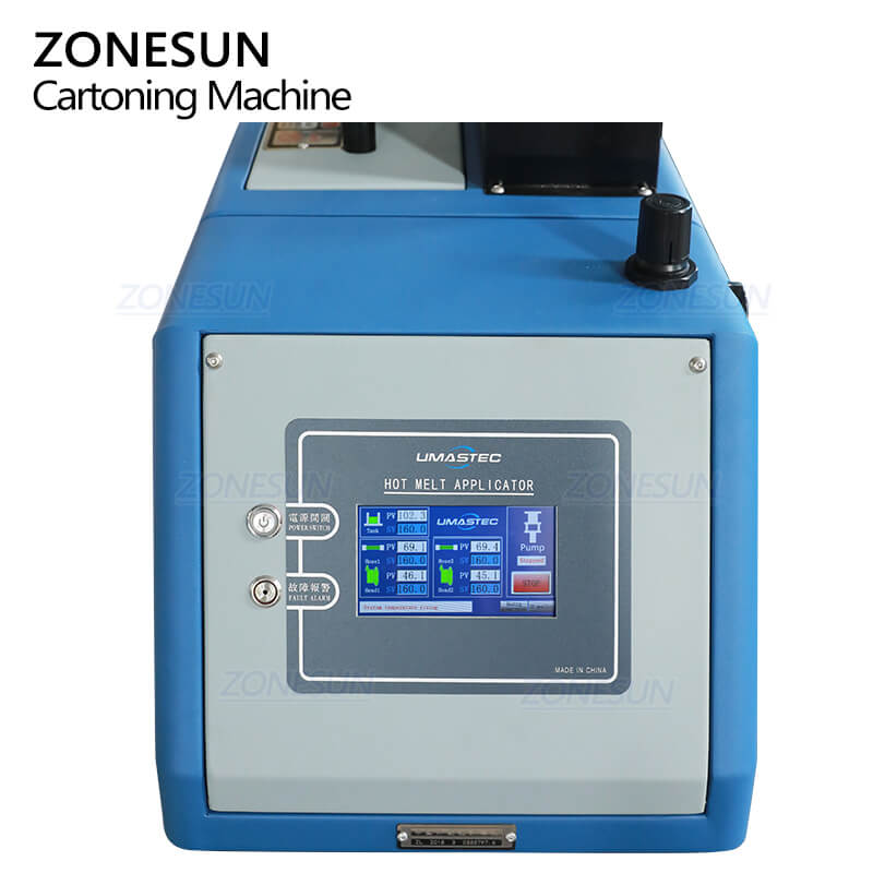 hot glue applicator of cartoning machine with glue sealing function