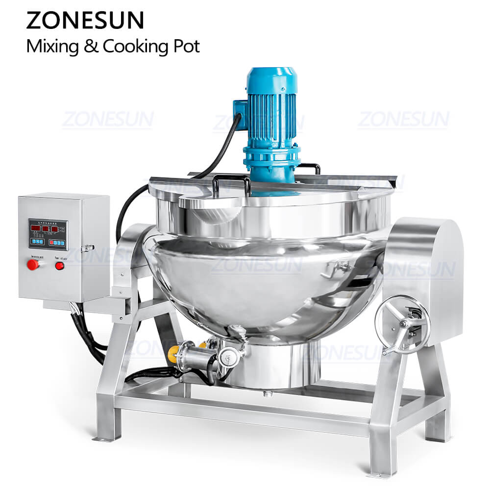 pot mixer automatic Industrial Gummy Candy Chili Hot Sauce Chocolate Jam Cooking Pot Production Vessel Heating Mixing Machine
