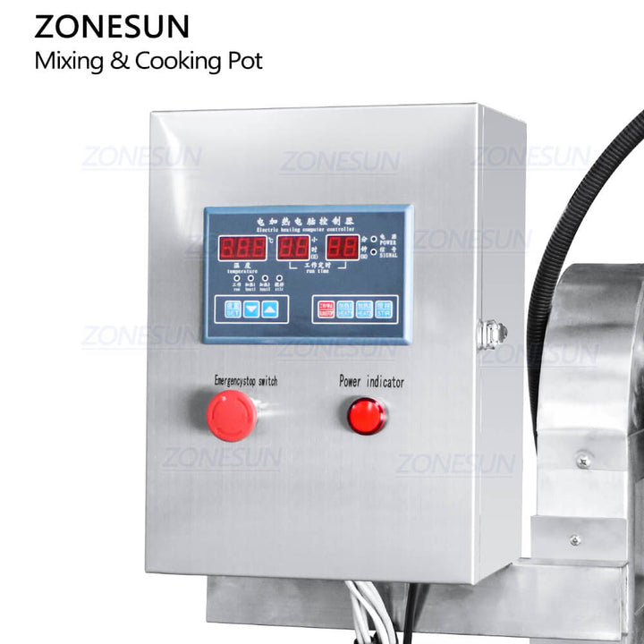 ZONESUN ZS-CG200L Automatic Industrial Gummy Candy Chili Hot Sauce Chocolate Jam Production Vessel Heating Mixing Machine Cooking Pot