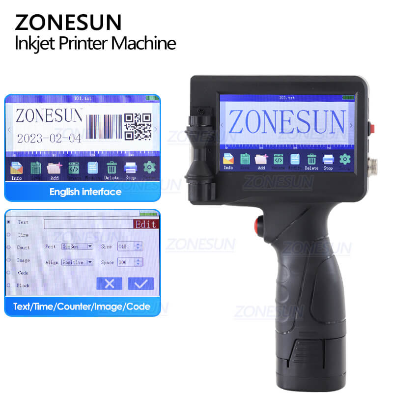 Handheld Intelligent Barcode QR Code Inkjet Coding Machine For Food ...