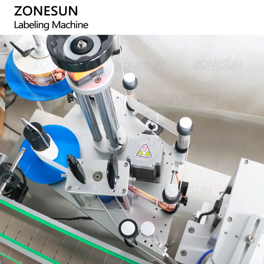 label winding structure of automatic metal can front size & bottom labeling machine
