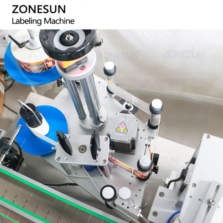 label winding structure of automatic metal can front size & bottom labeling machine