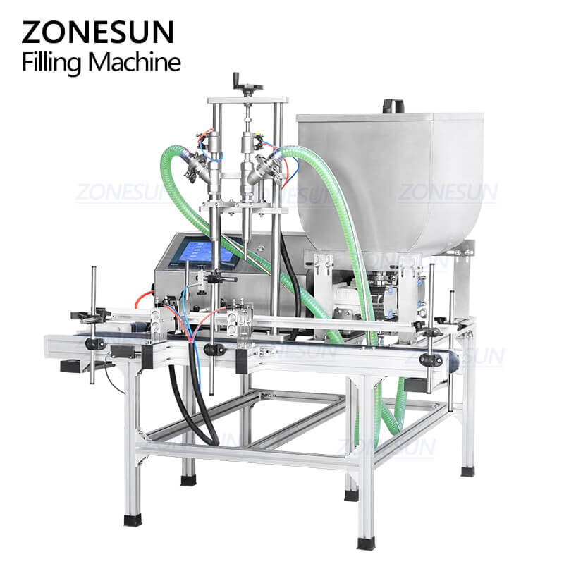 ZONESUN ZS-DTGT900U2 Tabletop Automatic Rotor Lobe Pump Double Heads Thicker Liquid Paste Honey Hot Sauce Syrup Cosmetic Cream Filling Machine