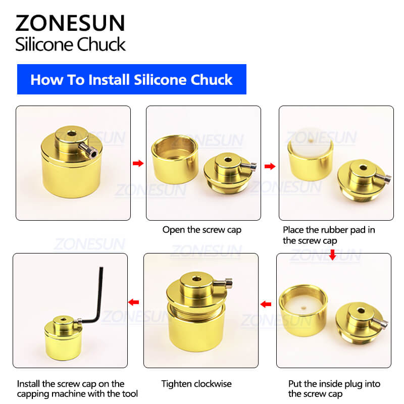 ZONESUN Cap screwing chuck, bottle cap adoptor of capping machine, sil