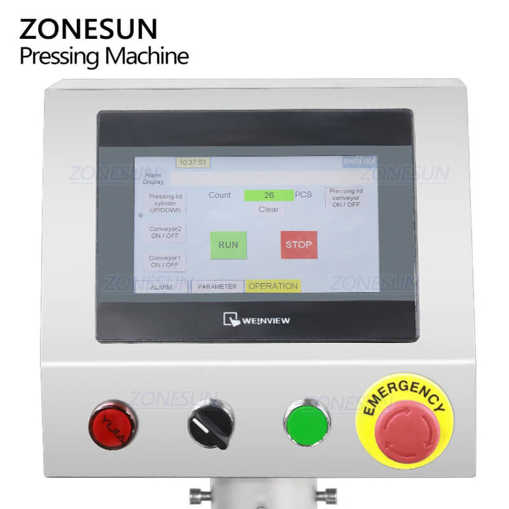 control panel of automatic snap capping machine with vibratory bowl