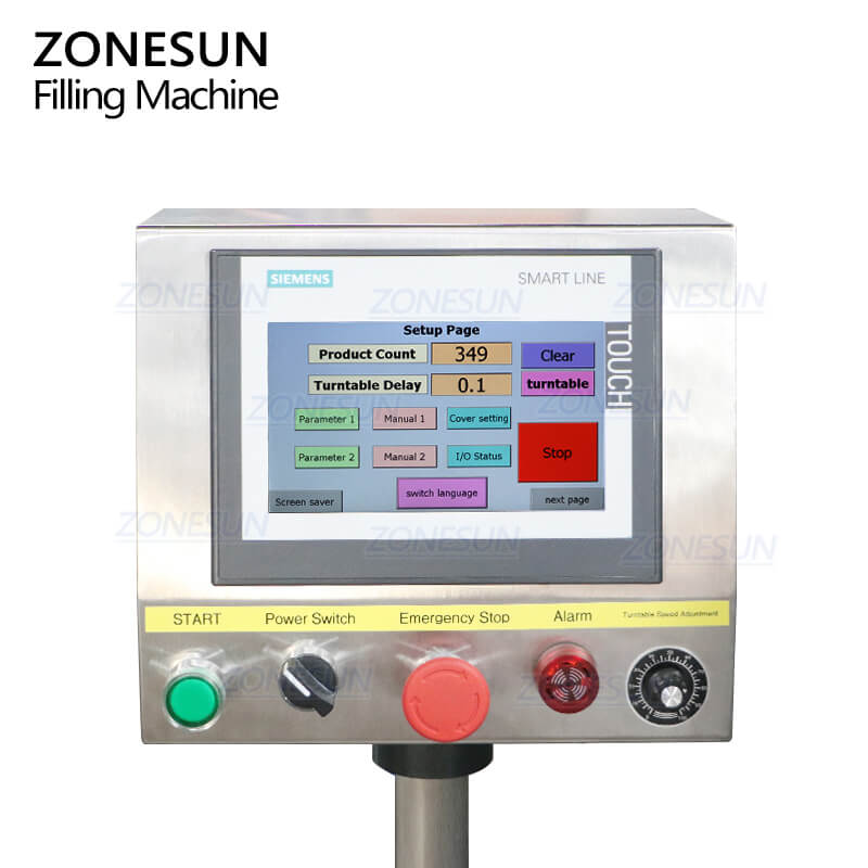 control panel of perfume spray caps filling crimping machine