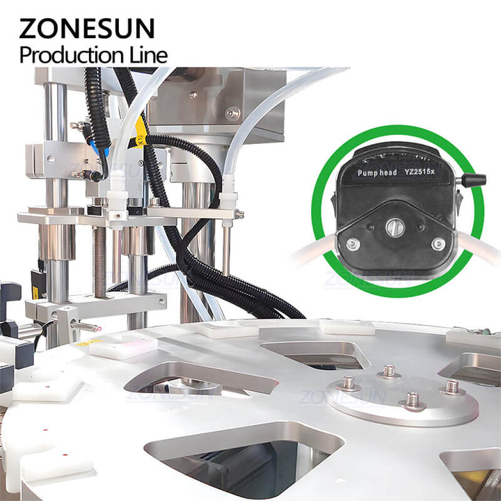 peristaltic pump filling heads of ZS-AFCL8 monoblock automatic filling and capping machine