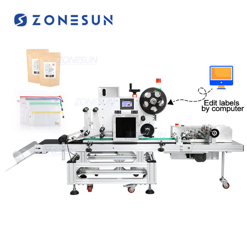 Paper Text Tabs Machine Tabletop Paper Card Pouches Bags Top Side Sticker Labeling Machine With ...