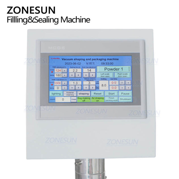 control panel of powder packing machine